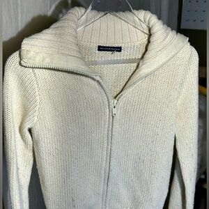 Brandy Melville Cream Knit Zip Cardigan Sweater